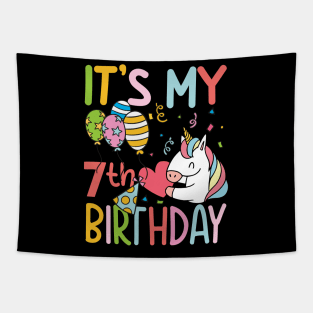 It's My 7th Birthday - Unicorn Tapestry