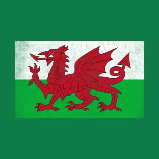 Wales / Cymru Vintage Faded Flag Design T-Shirt