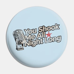 You Shook Me All Night Long - Vintage Karaoke song Pin