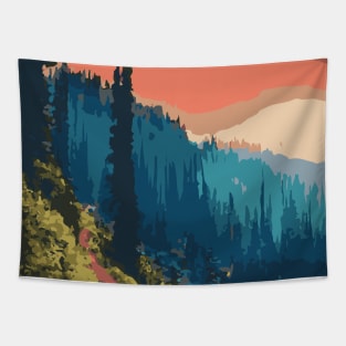 Serene Wilderness I Mountains Trees landscape Tapestry