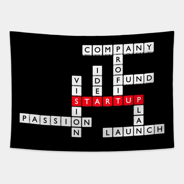 Startup 3D crossword puzzle Tapestry by All About Nerds