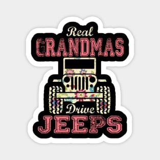 Real Grandmas Drive Jeeps Cute Flower Jeep Floral Jeeps Women/Kid Jeep Lover Jeep Girl Magnet