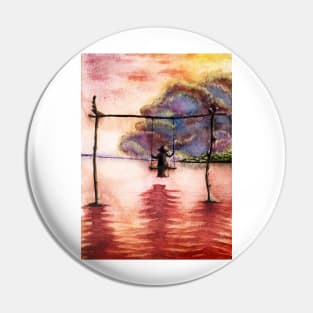 Woman on swing in a sunset. Pin