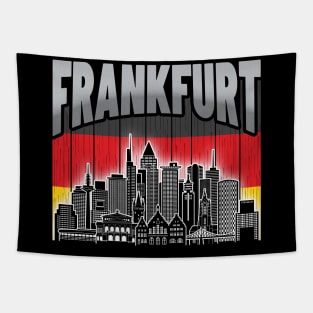 Frankfurt Germany Skyline Vintage German Flag Tapestry