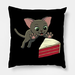 Oriental Shorthair Cat excited to eat Red Velvet Cake Pillow