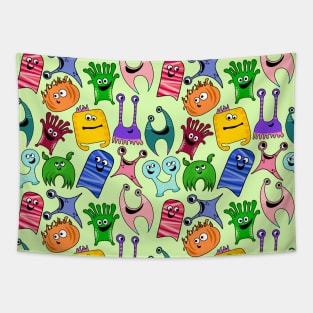 Cute Colorful Monsters All Over Print Tapestry