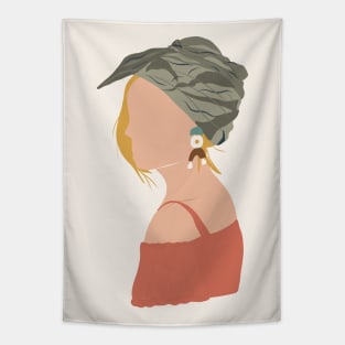 Abstract Woman With Green Scarf Tapestry