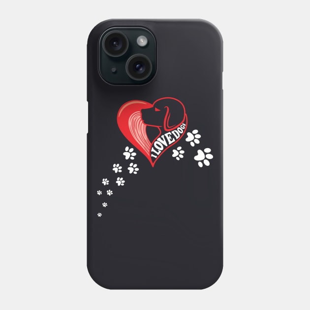 I Love Dogs Paws Footprints Phone Case by ThyShirtProject - Affiliate