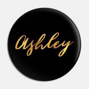 Ashley Name Hand Lettering in Faux Gold Letters Pin