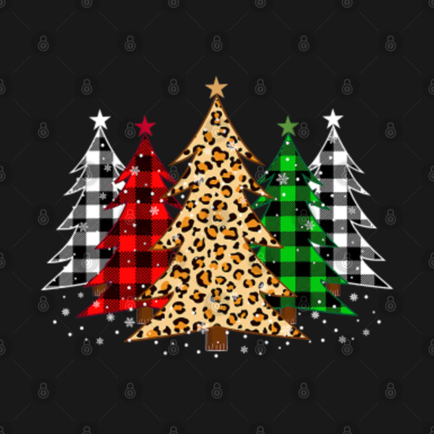 Disover Merry Christmas Trees with Leopard & Plaid Print - Christmas Quarantine - T-Shirt