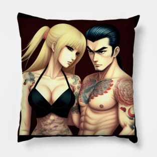 Manga tattoo couple boyfriend girlfriend Pillow