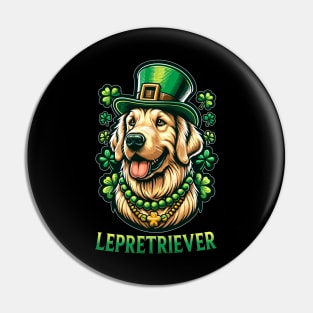 Irish American St Paddy's - St Patricks Day Golden Retriever Pin