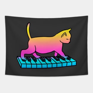 Cat Playing Piano Tapestry