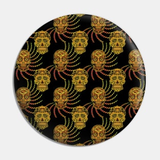 Halloween Sugar Skulls on Party Swirls Pin