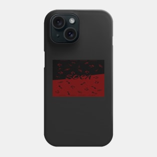 Soca Music with Musical Notes on Black and Red Pattern - Soca Mode Phone Case