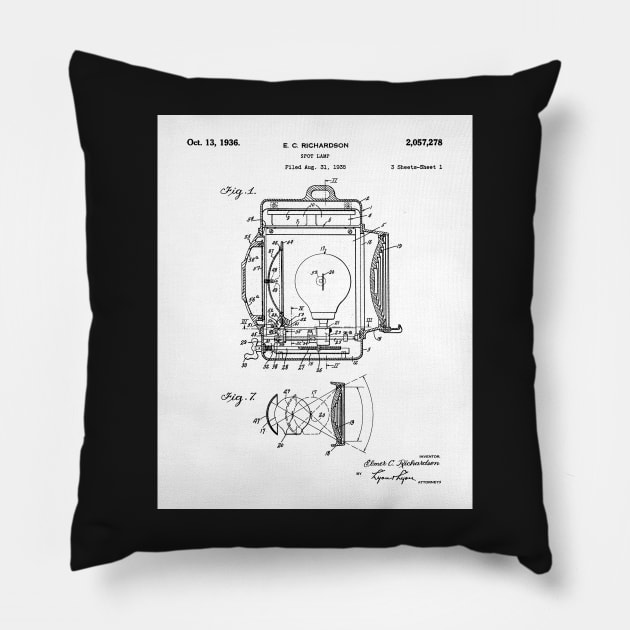 Film Spot Lamp Patent - Cinema Student Film Student Art - White Pillow by patentpress