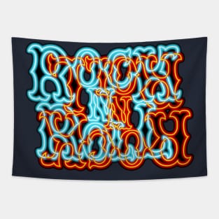 Glowing Neon Ice and Fire RocK n RolL Anagram Tapestry