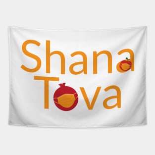 Shana Tova, apple pomegranate wearing face mask Tapestry