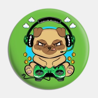 pug doggy gamer, game addicts Pin