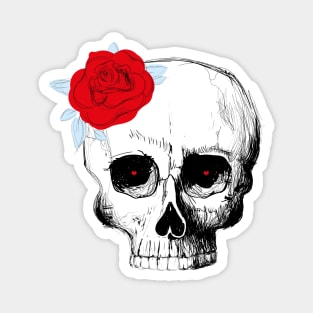 skull and rose Magnet