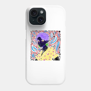 the demon witch girl in ecopop art with kawaii stars and leaves Phone Case