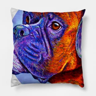 Colorful Brindle Boxer Dog Pillow