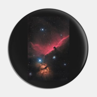 Horsehead and Flame nebula in constellation Orion Pin