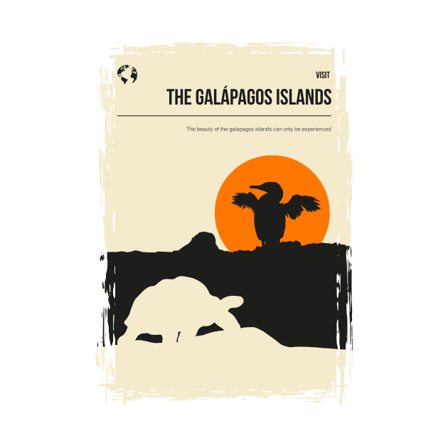 The Galápagos Islands Vintage Minimal Travel Poster by jornvanhezik