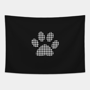 Houndstooth Dog Paw Black White Tapestry