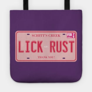 Lick Rust License Plate Tote