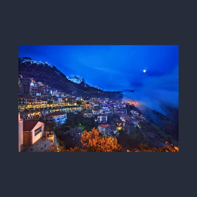 Night falling in Arachova & Parnassos mountain by Cretense72