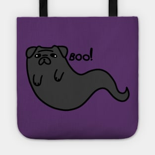 Black Pug Shadow Ghost Tote