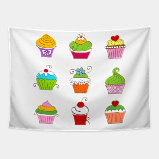 Hand Drawn Cupcakes Tapestry