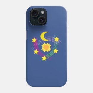 Celestial Design, moon, stars, sun Phone Case