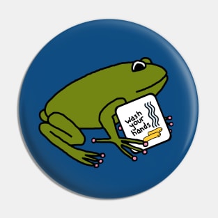 Cute Frog Says Wash Your Hands Pin