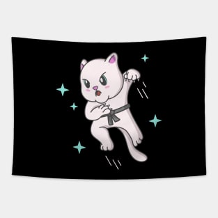 Kawaii Cat Ninja Kitten Fighter Karate Tapestry