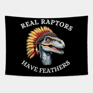 Funny Dinosaur Raptor w Feathers Tapestry