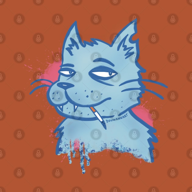 Blue smoking cat by Douwannart