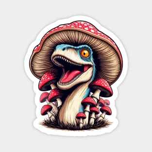 Funny Velociraptor Mushroom Hat Dinosaur Garden Magnet