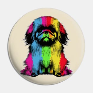 Cute Pekingese Stencil Illustration Pin