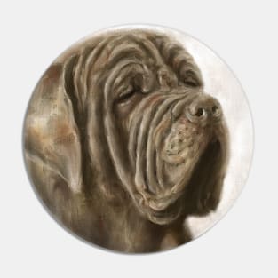 Painting of a Brown Mastiff Dog Pin