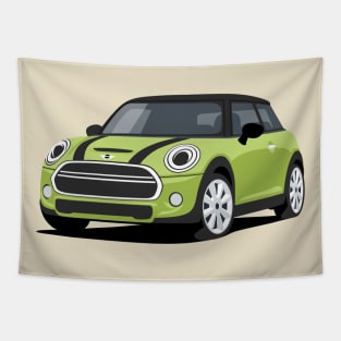 Car sport  mini retro green lime Tapestry