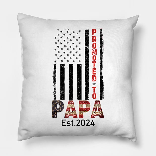 Promoted to Papa Est. 2024 Pillow by RandyRaePrints