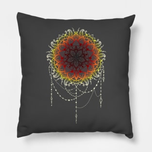 Macrame mandala in fire optics Pillow