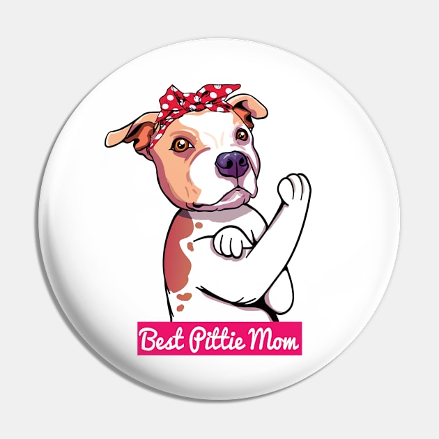 Retro Pitbull Dog Mom Cute Cartoon Pin by USProudness