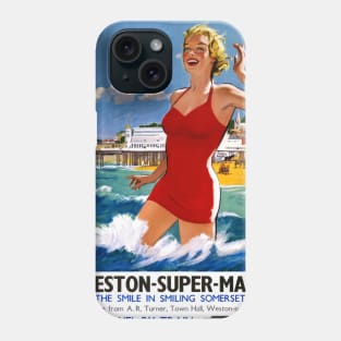 Vintage Travel Poster England Weston Super Mare Phone Case