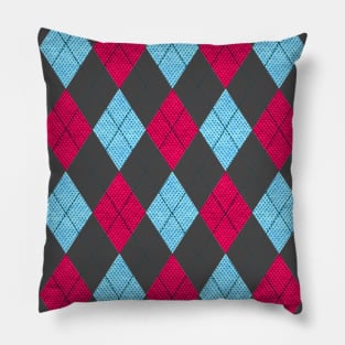 Pink and Blue Argyle Pillow