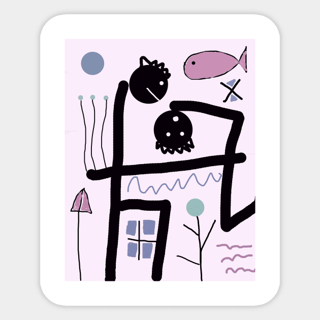 Kids Contemplating Objects Stick Figure - Stick Figure - Sticker ...