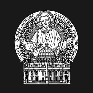 St. Joseph Patron of the Church (Version 2) - Black Bkg T-Shirt