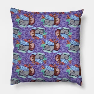 Sundae Seal Line Art Seamless Pattern Pillow